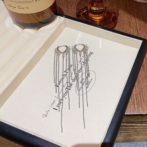 Silver Heart Dangle Earrings